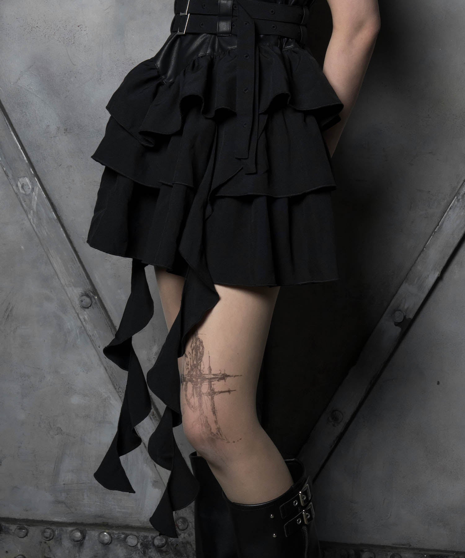 フリルレザーキャミワンピ