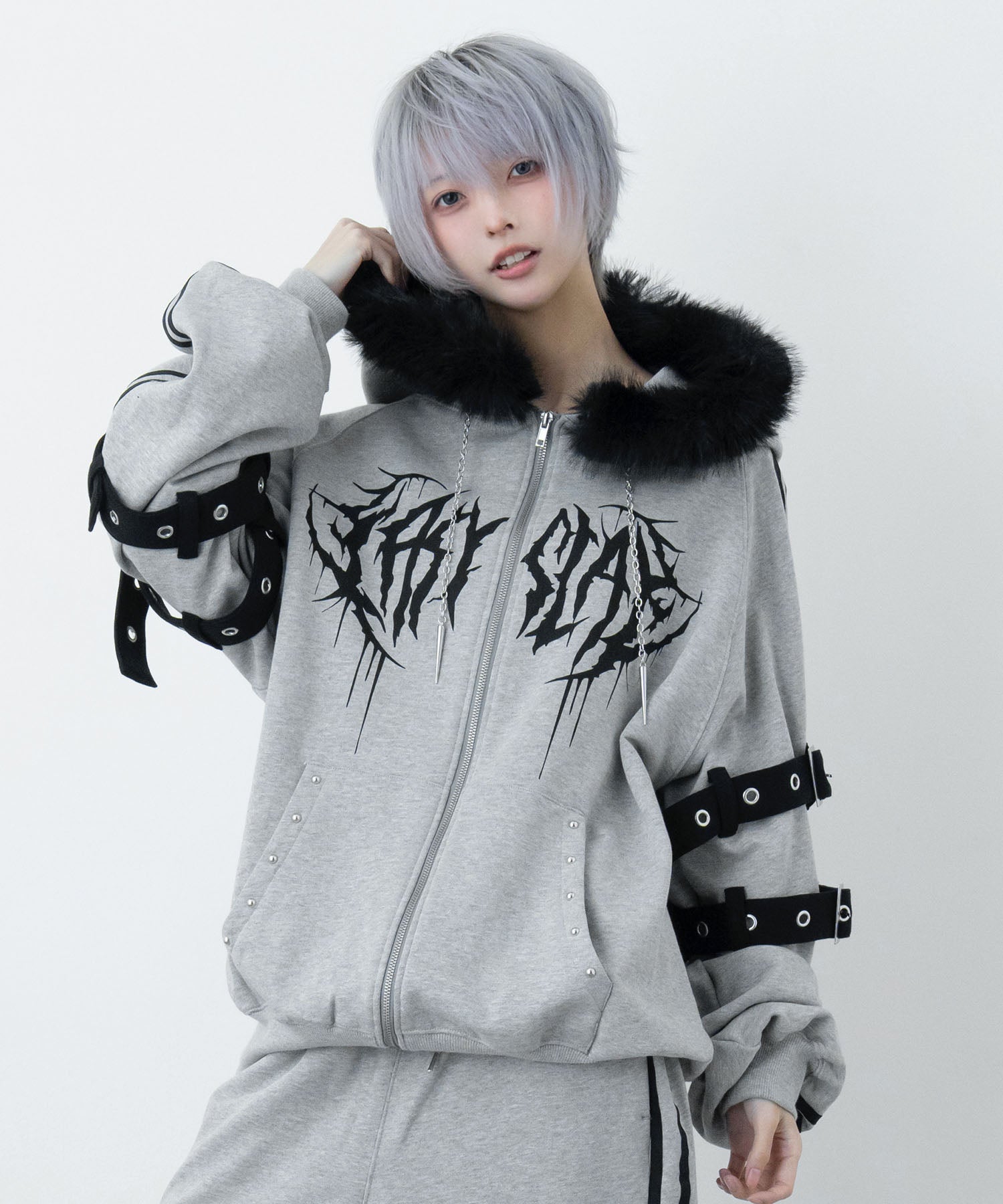 LAZYSLAY ファーフードラインパーカー ファーフードラインパーカー – LAZYSLAY