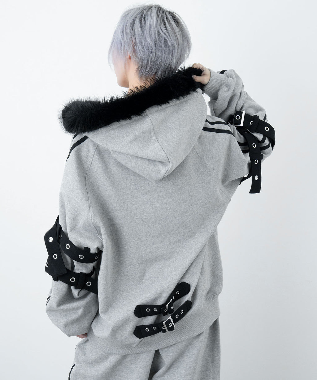 ファーフードラインパーカー